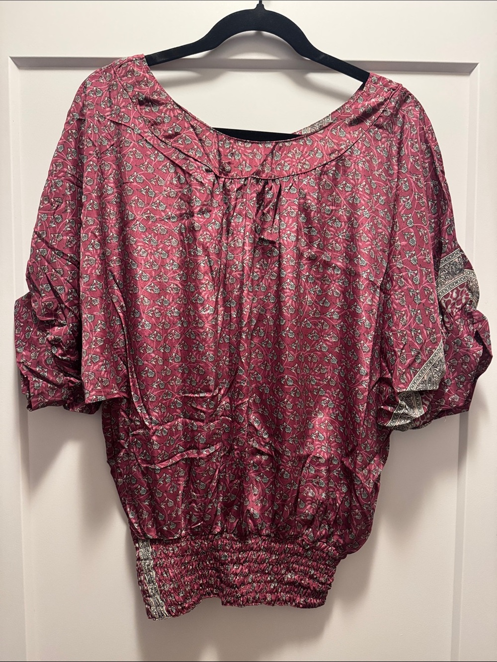 🆕 Karma Highway Floral Peasant Blouse w Smocked Waist & Open Back. OS. NWOT!🔥🔥
